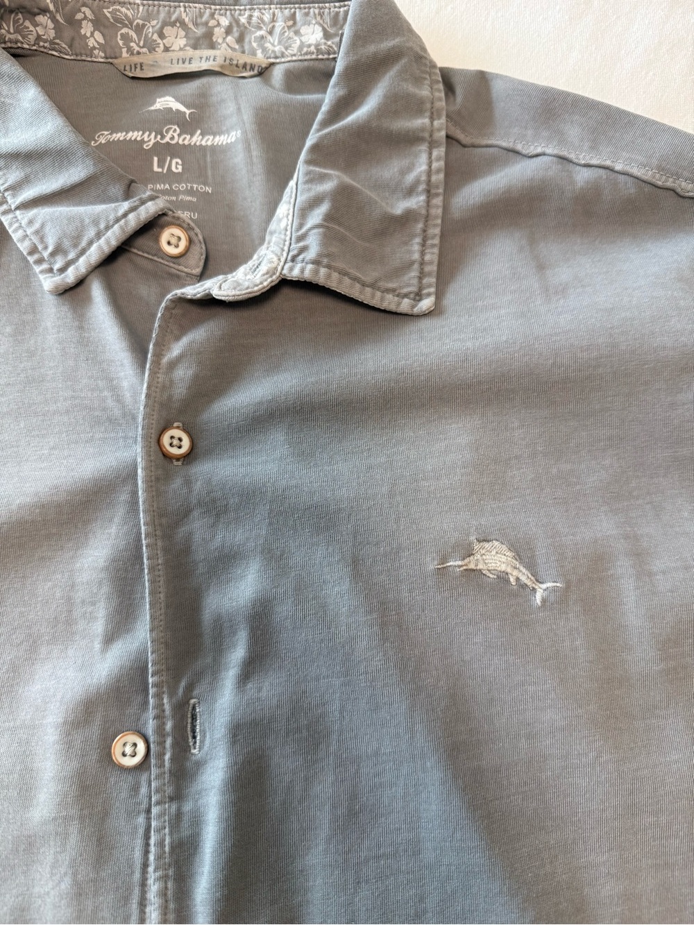 Tommy Bahama Men’s Slate Gray Casual Button-Down Polo Shirt